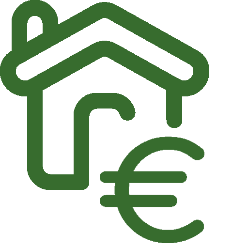 Icon aankoop Icoon van huis met euro teken